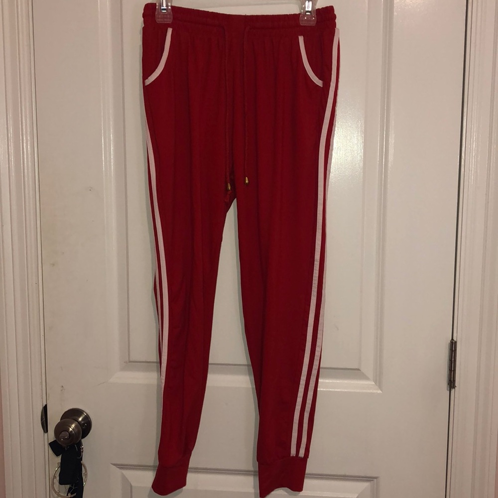 Red and White Indero Joggers